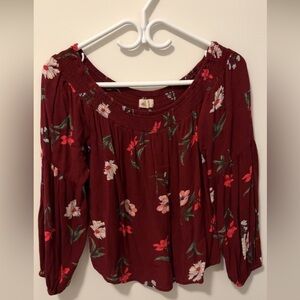 Hollister Burgundy Floral Blouse
